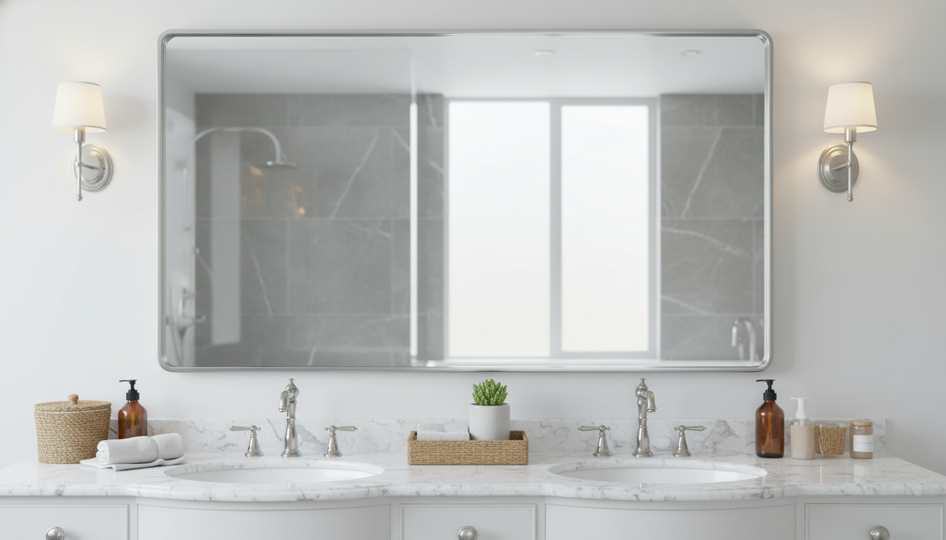 48x36 Brushed Silver Metal Frame Bathroom Mirror Guide