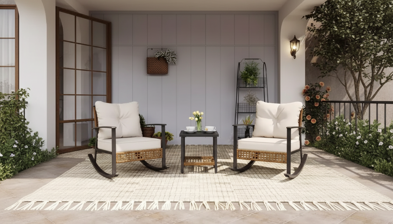 Compact 3-Piece Rocking Bistro Set for Small Patios