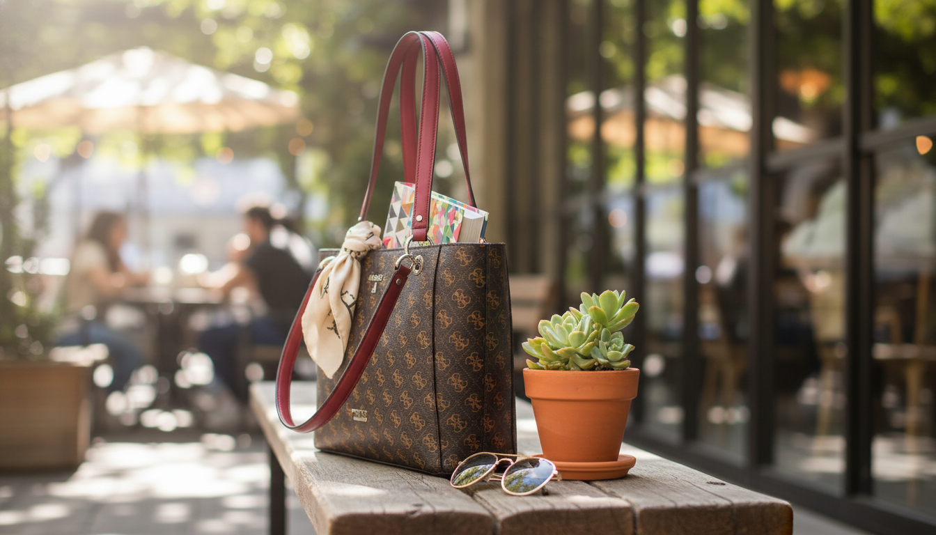 Guess Women’s Brown Printed Handbag: Daily Style Guide