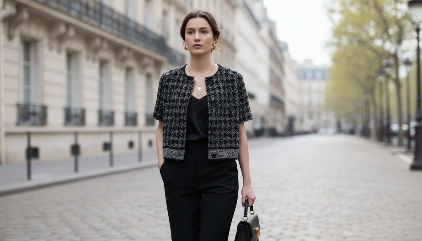 Dior Pied-de-poule Cropped Tweed Jacket Styling Guide