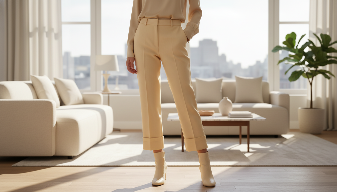 Valentino High-Waisted Cropped Wool Pants with Cuffs