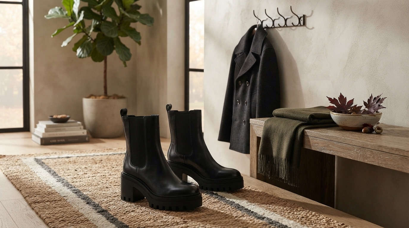 Calvin Klein Black Leather Boots for Fall & Winter