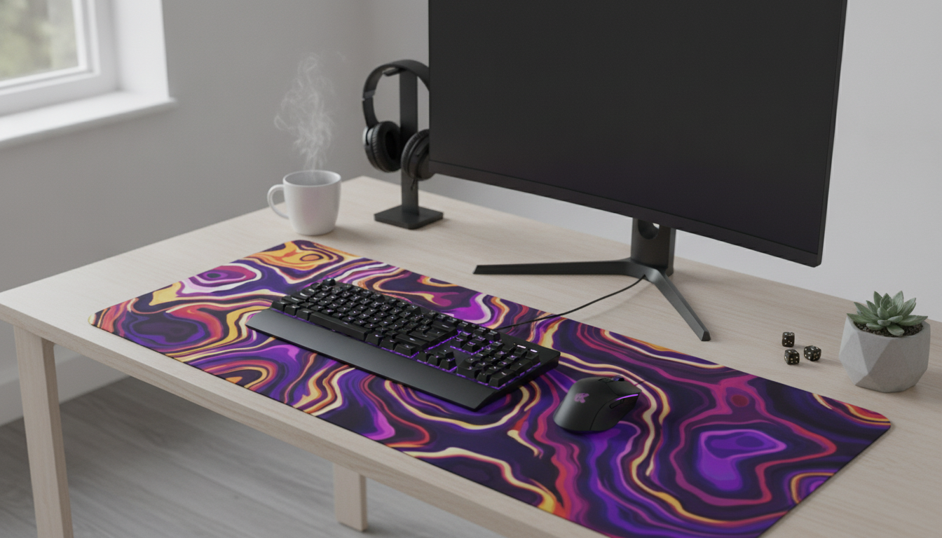Purple Line Art Extended Mouse Pad for Gaming & Work