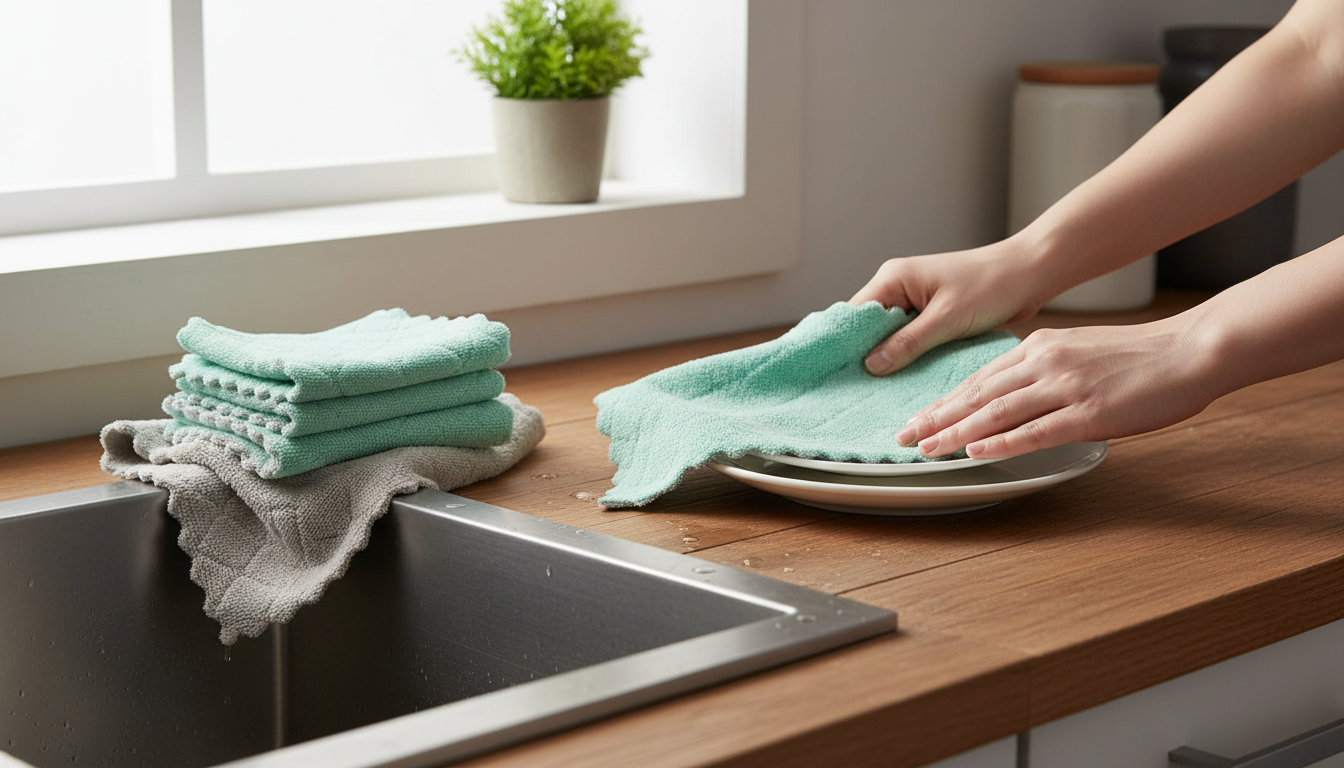 Ultra-Soft Microfiber Dishcloths: Absorbent 10-Pack