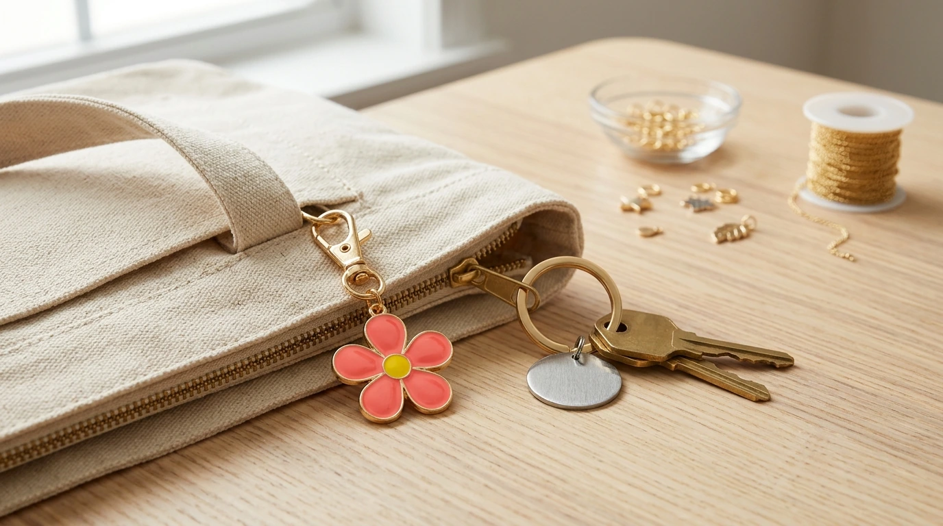 Enamel Flower Keychain for Keys, Bags & DIY Charms