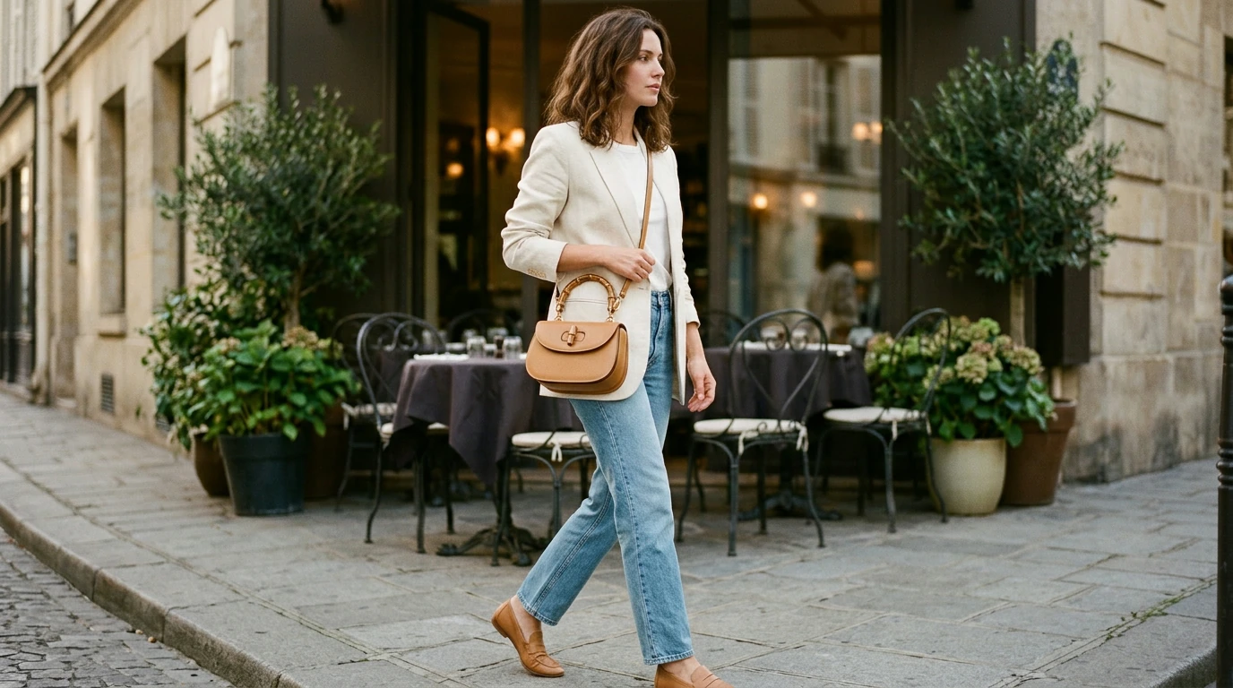 Bamboo-Handle Saddle Crossbody Bag: Chic Day-to-Night